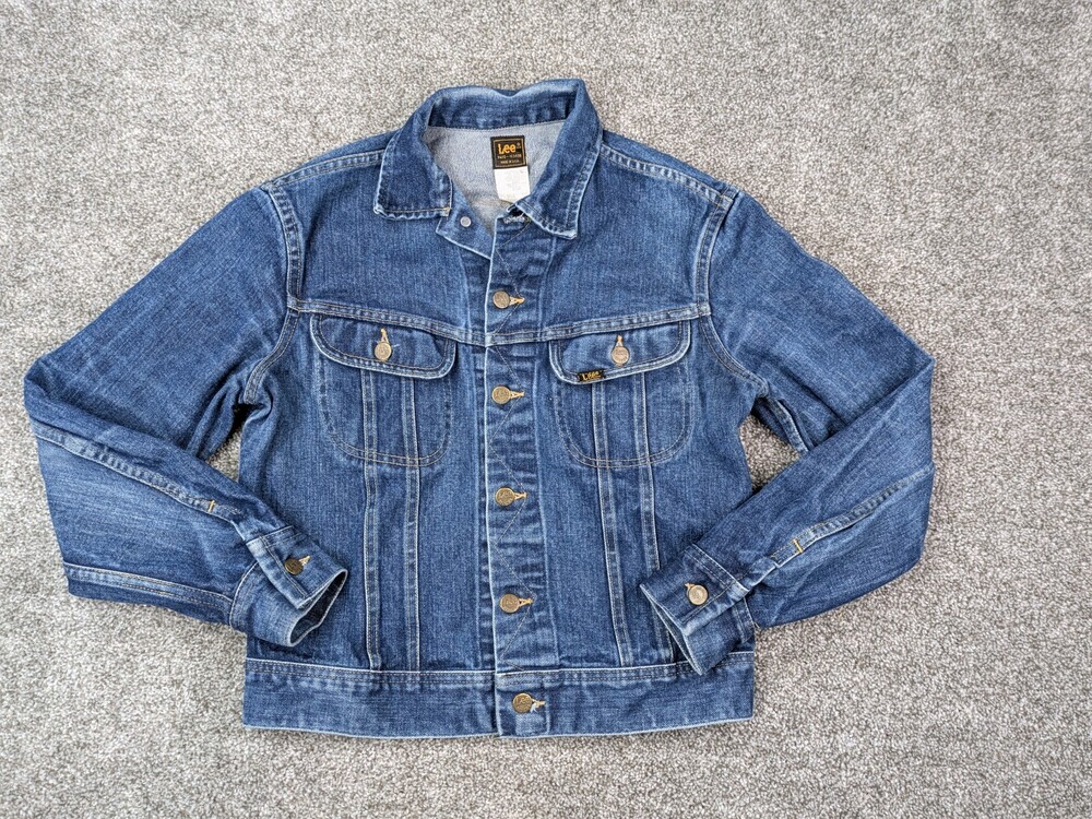 Vtg Lee Denim Jacket Mens 38R Blue Jean PATD 153438 2 Pocket 70s 80s Trucker USA
